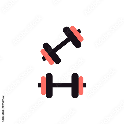 Set of dumbbell icons isolated on white. Sport equipment. Flat vector illustration.