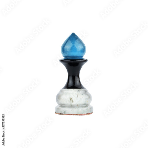 Pawn in the colors of the flag of Estonia. Isolated on a white background. Sport. Politics. Business.
