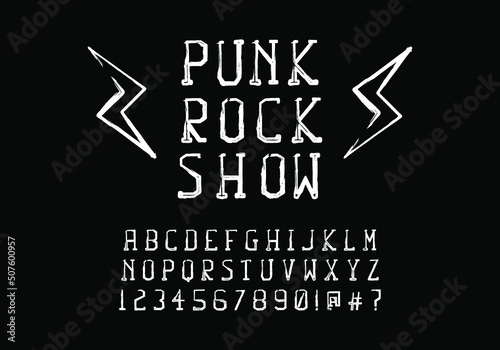 Modern font with abstract texture in punk style. Vector fonts for typography, titles, logos and more