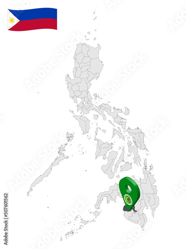 Location Province of Maguindanao on map Philippines. 3d location sign  of Province Maguindanao. Quality map with  provinces of  Philippines for your design. Vector illustration. EPS10. photo