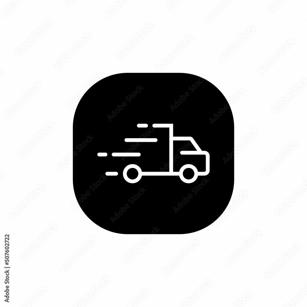 Fast delivery, truck icon vector on square button Fast delivery, truck icon vector on square button