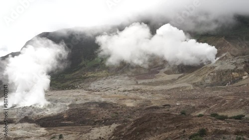 Mount Papandayan Volcano in Garut West Java Indonesia - Active Crater, Lava, Ash, and Fragmental Volcanic Rock Debris photo