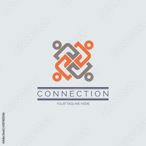 people team work connection logo design template for brand or company and other