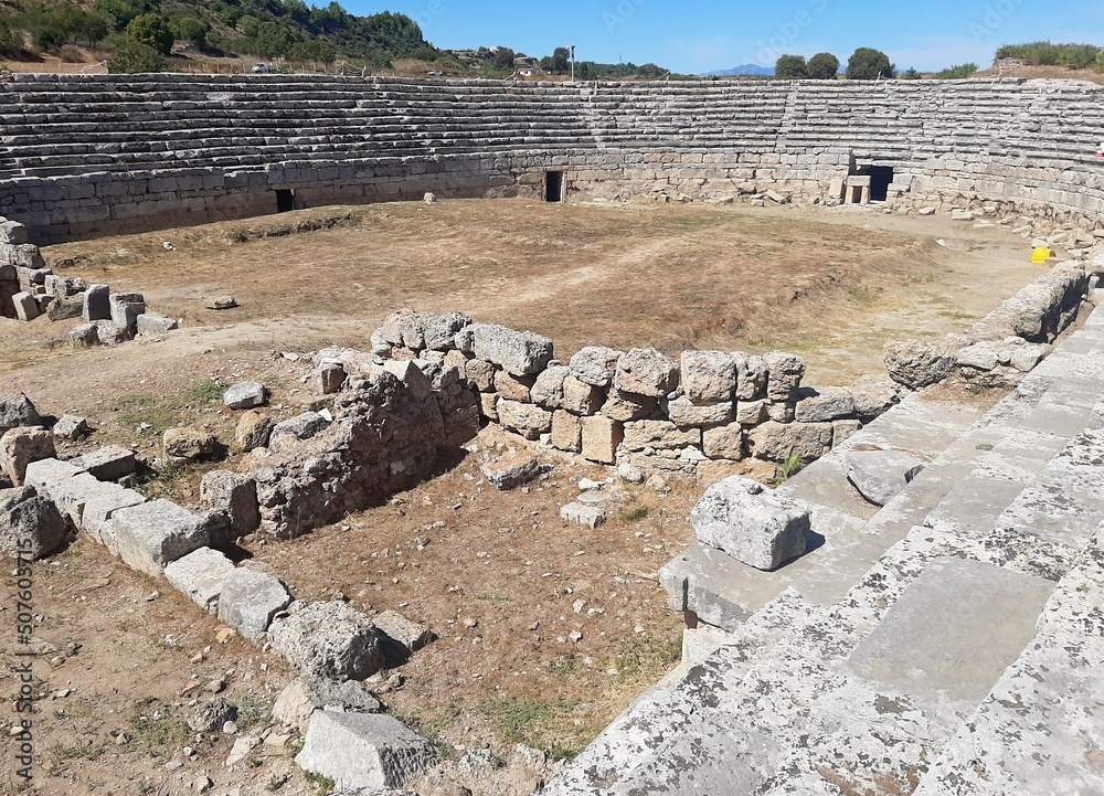 Stadium in Perge. Ruins of the ancient city of Perge. Turkey. Antalya. Aksu