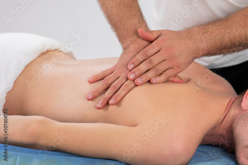 Fotobehang Concept of relax and healthy body at medical clinic the therapist man doing a re