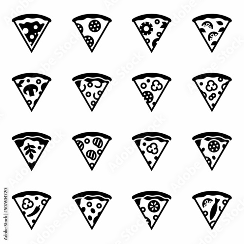 Vector Slise of pizza icon set