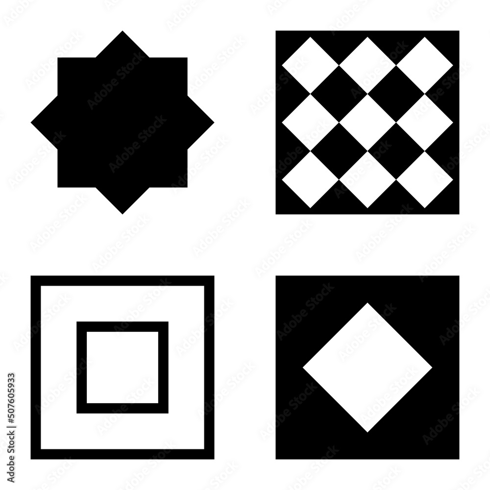 Square2 Flat Icon Set Isolated On White Background Square2 Flat Icon Set Isolated On White Background
