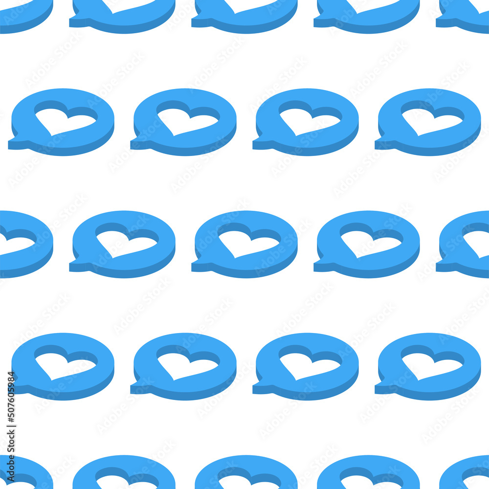 Social media. A heart shape icon in a speech bubble. Isometric vector illustration. Social media network concept background. Love sign. Social media. A heart shape icon in a speech bubble. Isometric vector illustration. Social media network concept background. Love sign.