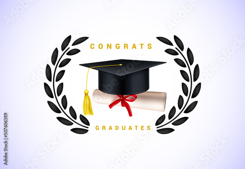 Graduation ceremony. Congratulations graduates design for