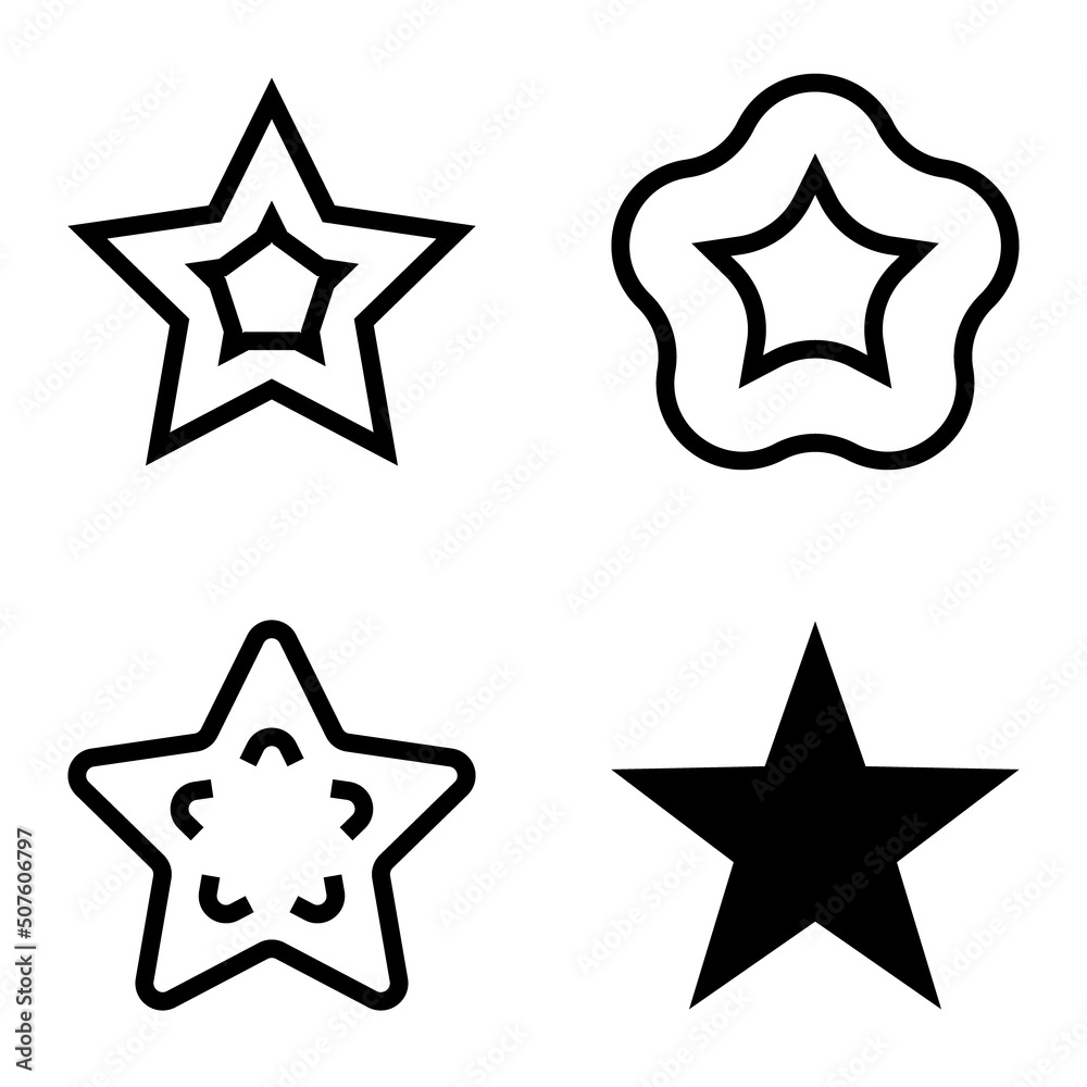 Stars Flat Icon Set Isolated On White Background Stars Flat Icon Set Isolated On White Background