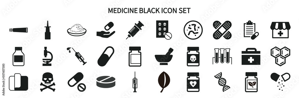 Icon set related to medicine