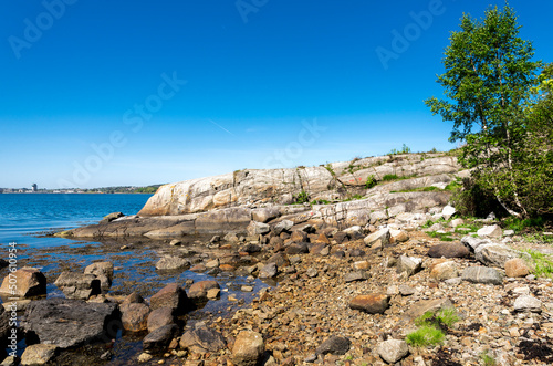 Obraz na płótnie Tourist route along coast on a way to Lifjel mountain, Sandnes, Norway, May 2018 w salonie