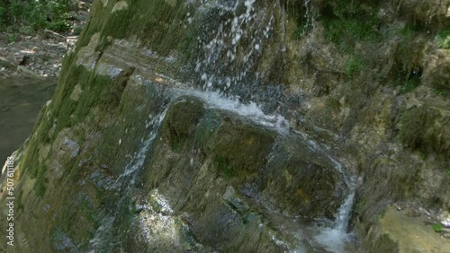 Water Flows over the Limestone Rocks. With SOUND
