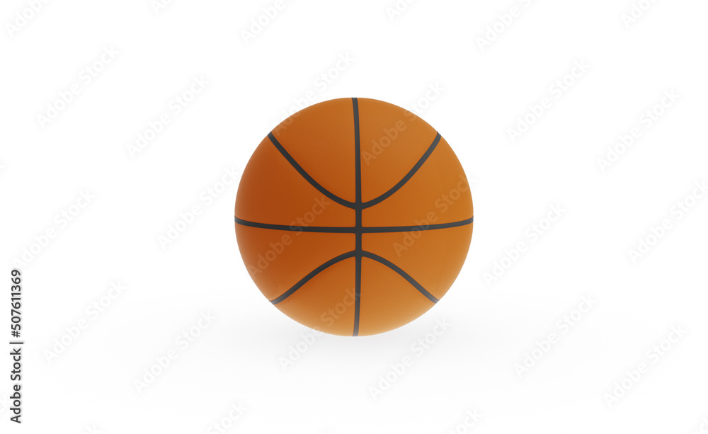 basketball front view without shadow 3d render