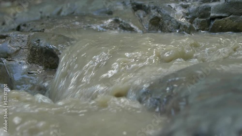 Dirty Clay Stream in the  Mountains. With SOUND
