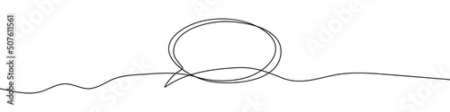 Continuous line drawing of speech bubble. One line drawing background. Vector illustration. Linear drawing of a speech bubble