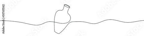 Continuous line drawing of vase. One line drawing background. Vector illustration. Linear drawing of a vase