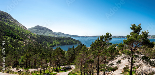 Obraz na płótnie Panoramic view to Gandsfjord fjord and Dalsnuten mountain, Norway, May 2018 w salonie