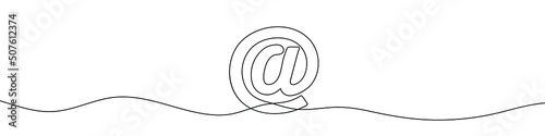Continuous line drawing of mail. One line icon of email. One line drawing background. Vector illustration. Message black symbol