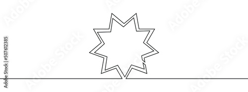 Continuous line drawing of star. One line drawing background. Vector illustration. Linear star icon