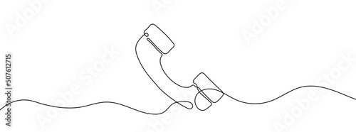 Continuous drawing of handset. One line icon of handset. One line drawing background. Vector illustration. Phone icon photo