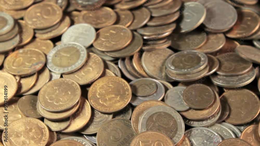 Old russian and soviet coins rotating close up, seamless loop Old russian and soviet coins rotating close up, seamless loop