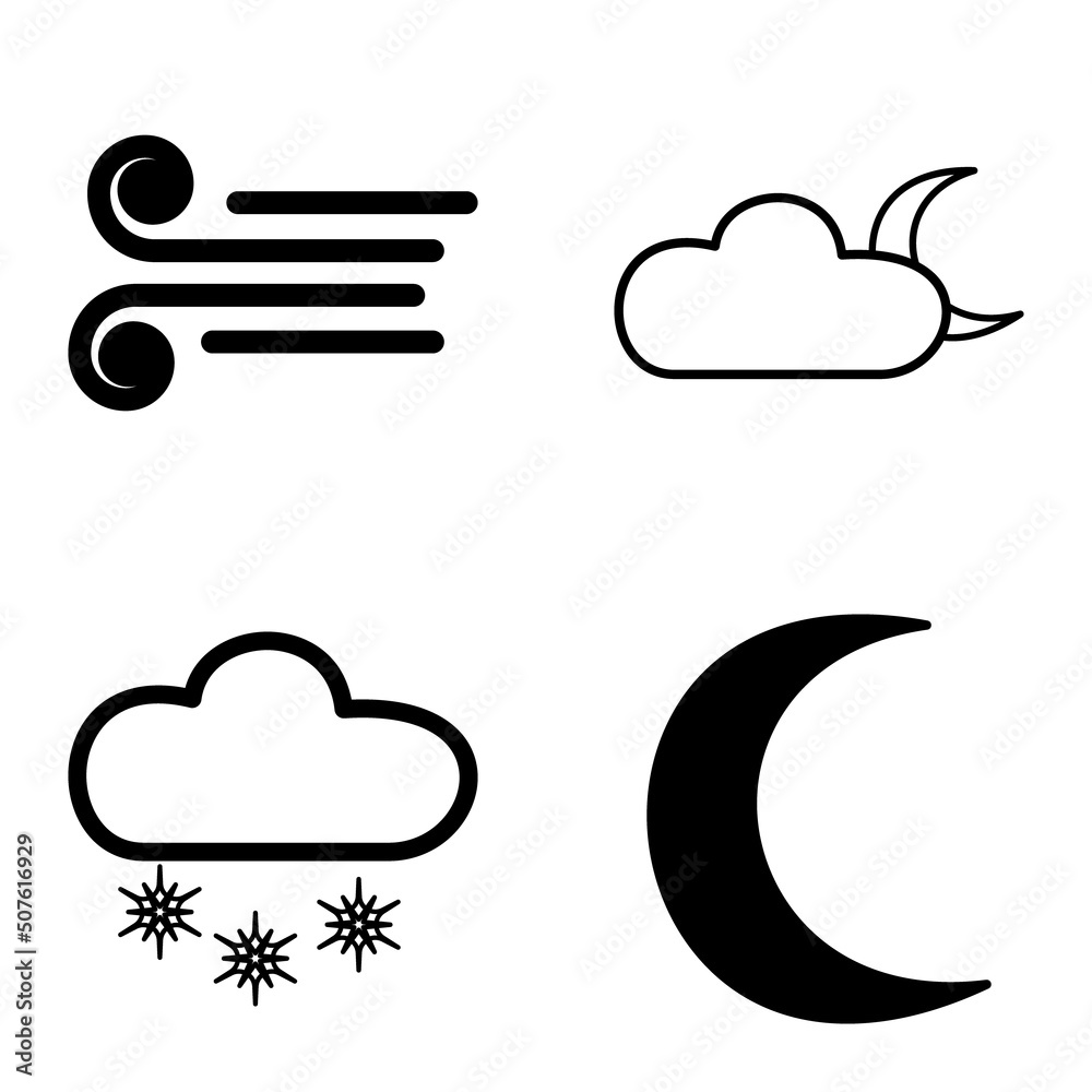Weather Flat Icon Set Isolated On White Background Weather Flat Icon Set Isolated On White Background