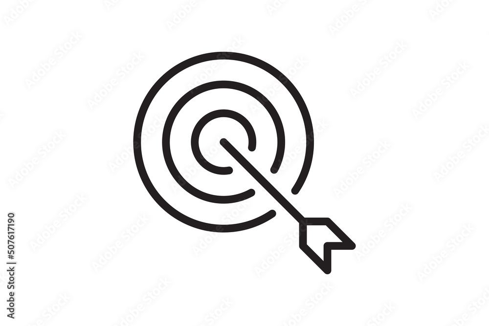 Arrow in target icon. Strategy symbol success. Vector illustration. Arrow in target icon. Strategy symbol success. Vector illustration.