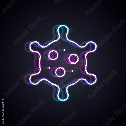 Glowing neon line Virus icon isolated on black background. Corona virus 2019-nCoV. Bacteria and germs, cell cancer, microbe, fungi. Vector