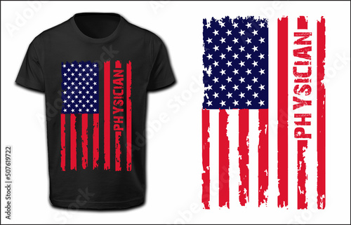 American Physician T Shirt Design With Flag