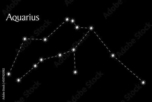 Aquarius constellation on black background.