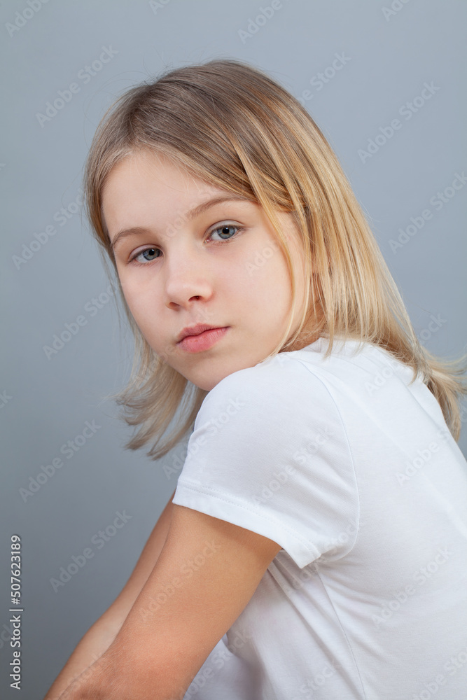 Blonde child girl studio portrait Blonde child girl studio portrait