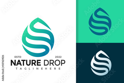 Letter S Nature Drop Wave Logo Design Vector Template