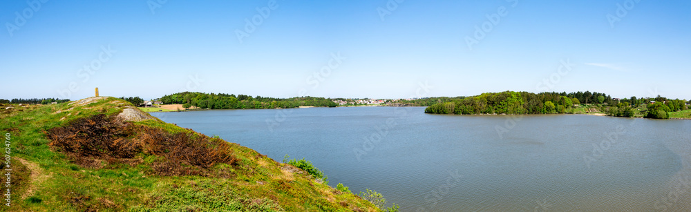 Halandsvatnet lake panorama in the beginning of summer, Stavanger, Norway, May 2018