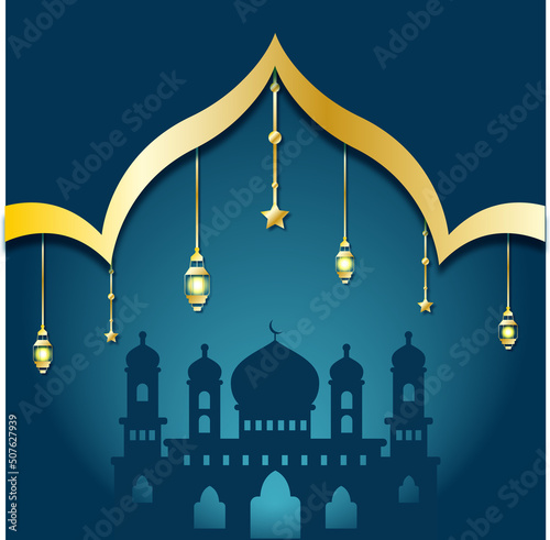 Happy Muharram. Islamic banner, postcard.