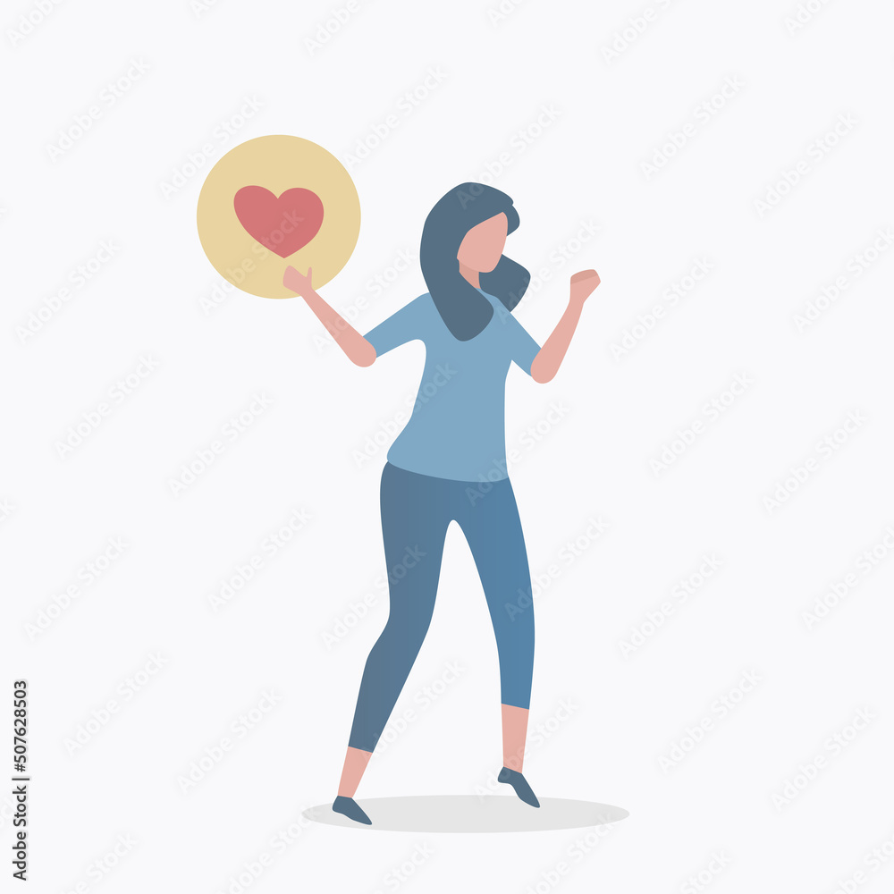 Strong and confident woman,Motivation and Power of Love,Vector illustration.
