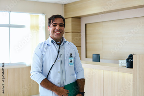 Happiness ฺbusiness man doctor smart and smile at hospital.