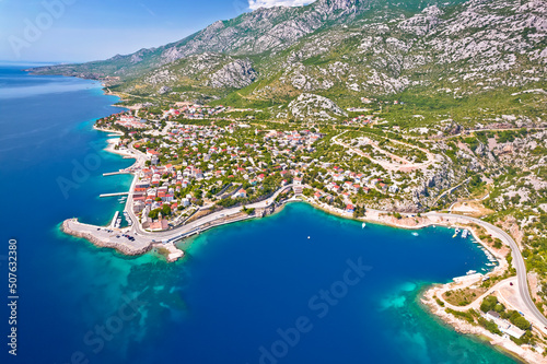 Aerial panoramic view of town of Karlobag photo