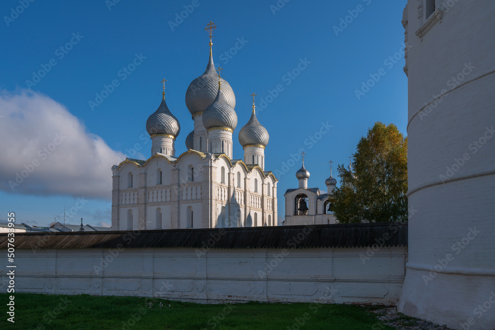 View of the Assumption Cathedral of the Rostov Kremlin on a sunny day, Rostov Veliky, Yaroslavl region, Russia