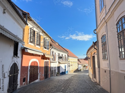 Canvas Print Typical cobbled street of charming little old town Szentendre in Hungary