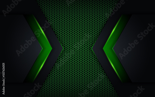 Modern futuristic black background combination with green technology diagonal