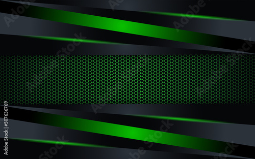 Modern futuristic black background combination with green technology diagonal