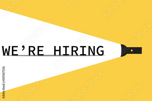 Hiring or recruitment website banner vector template with flash light. Job vacancy advertisement. yellow background. business loading concept. Eps10 illustration.