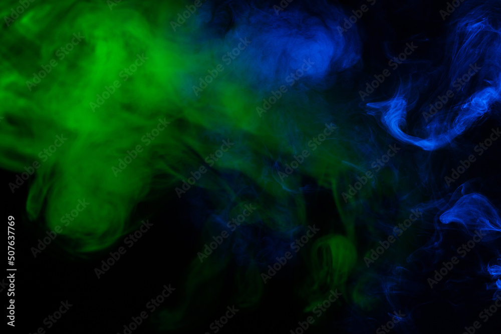 Blue and pink steam on a black background. Blue and pink steam on a black background.