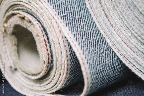 rolls of premium denim fabric