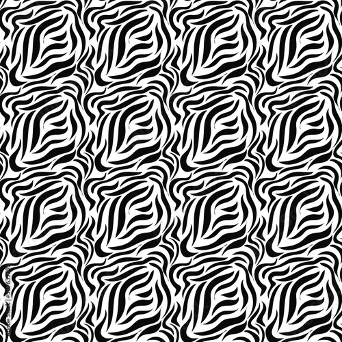 Black and white zebra seamless pattern. Design for fabric, clothing, wrapping paper. Vector illustration