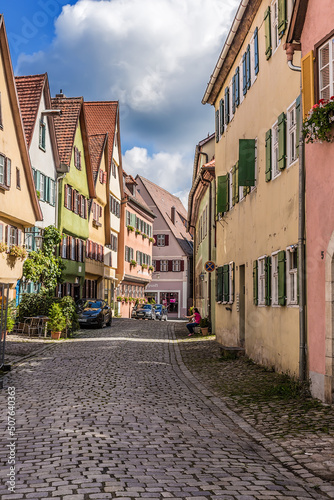 Dinkelsb  hl  Germany. cobbled medieval street