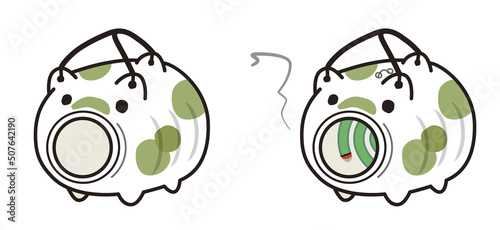 蚊やり豚　蚊取り線香有と無