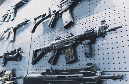 Collection of rifles and carbines on the wall
