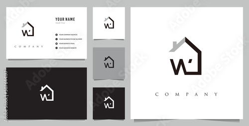 Initial W Real Estate Logo Design Vector